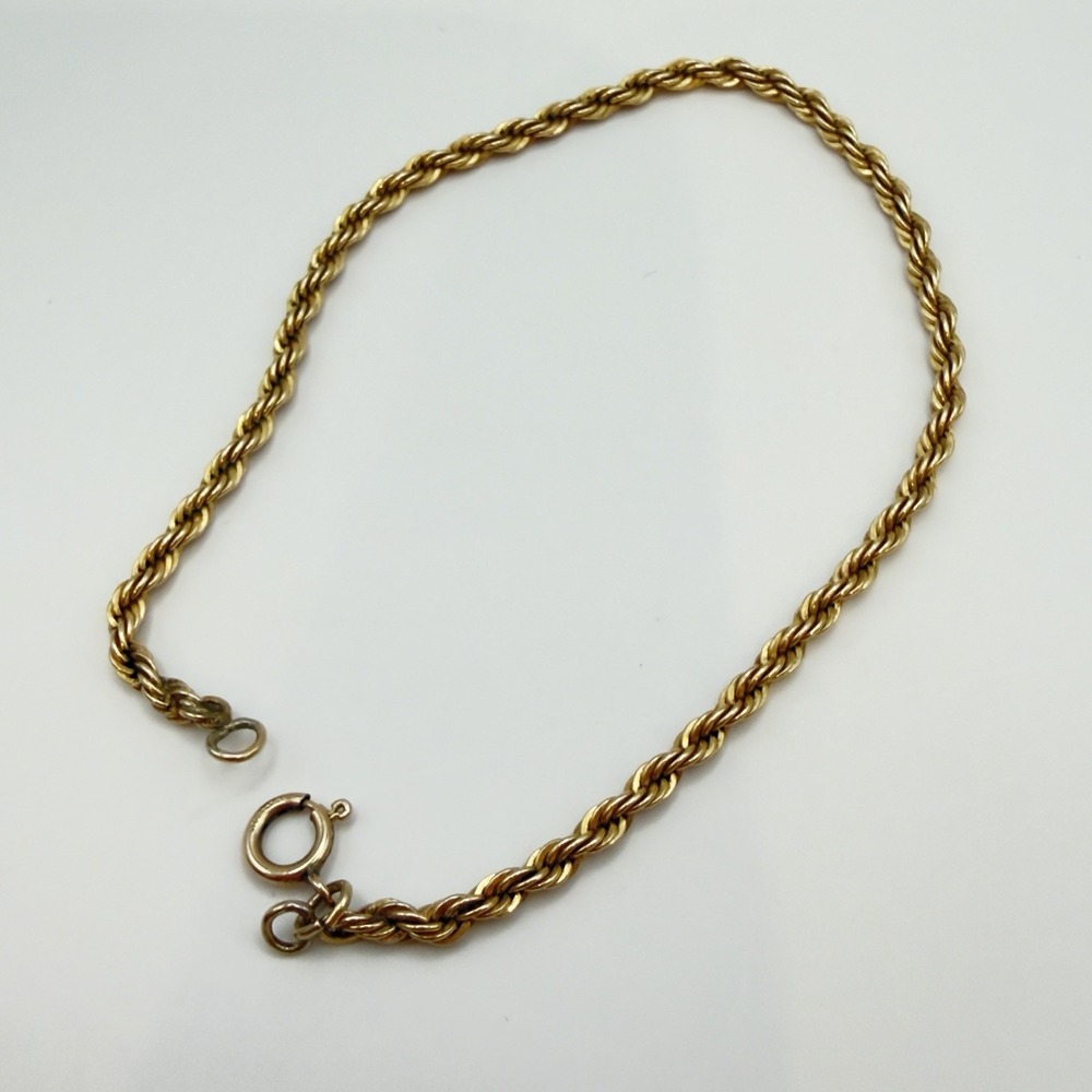 Vintage Yellow Gold Filled Rope Chain Link Bracelet 7"